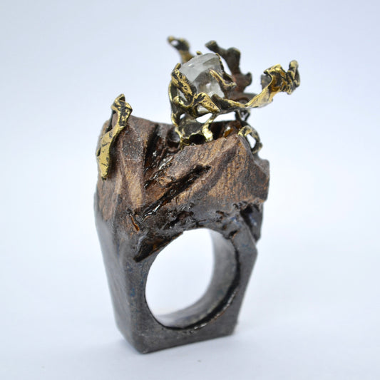 Anello in ottone con acquamarina