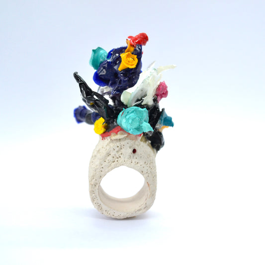 Anello acrilico e ceramica