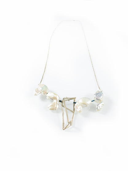 Crystalline creature necklace with baroque pearls