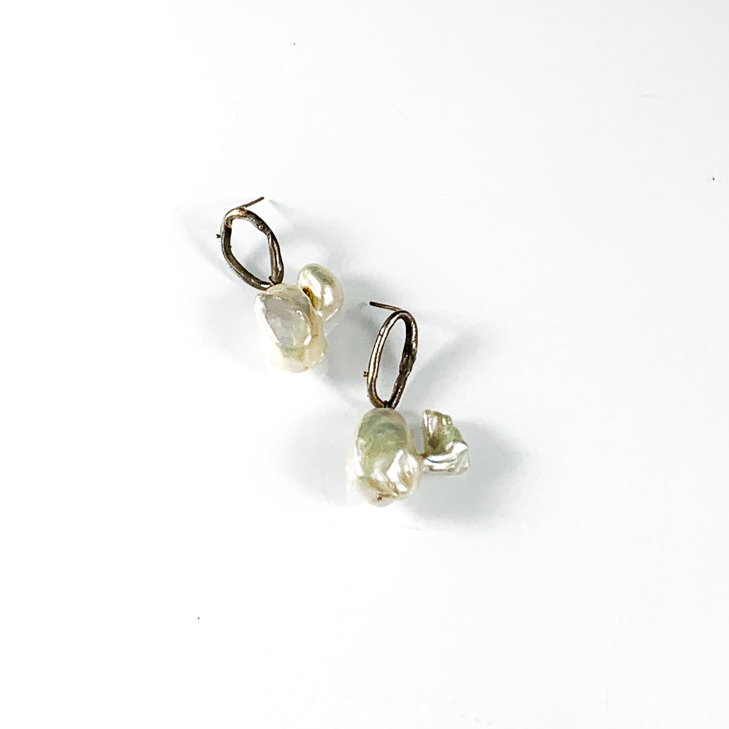 Crystalline creature Earrings with baroque pearls